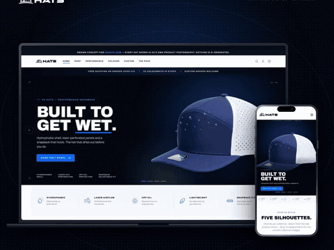 H2 Hats waterproof hat store graphics on a laptop and phone